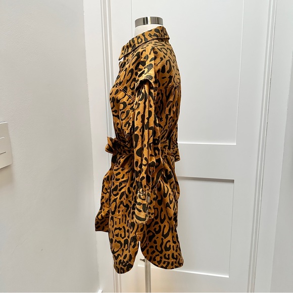 TARGET x Kahlana Barfield Brown Leopard Print LS Utility Denim A-Line Dress - Picture 8 of 15